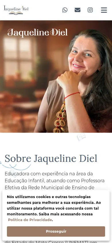Site de Jaqueline Diel em celular