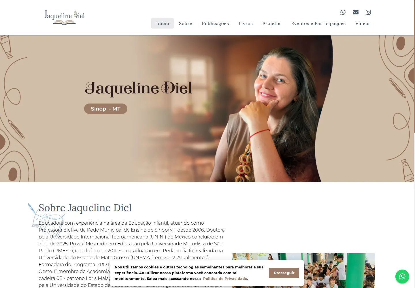 Site de Jaqueline Diel em computador