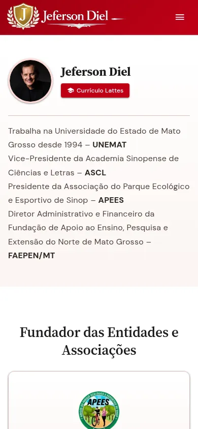 Site de Jeferson Diel em celular
