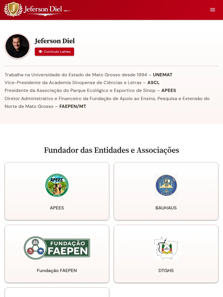 Site de Jeferson Diel em tablet