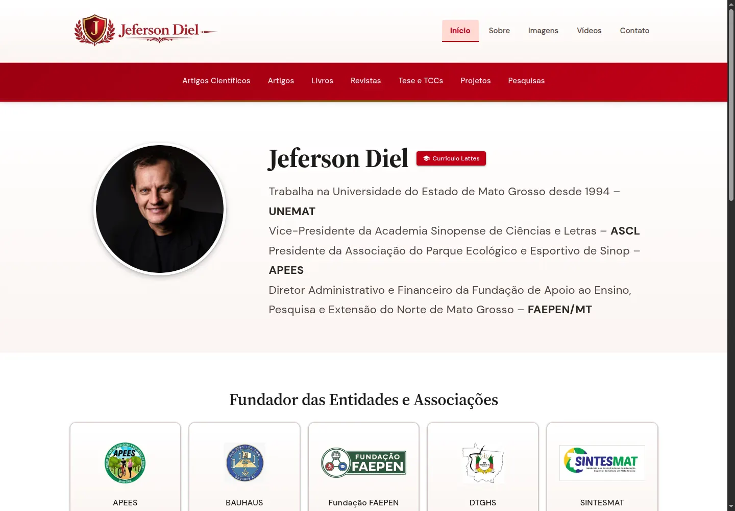 Site de Jeferson Diel em computador